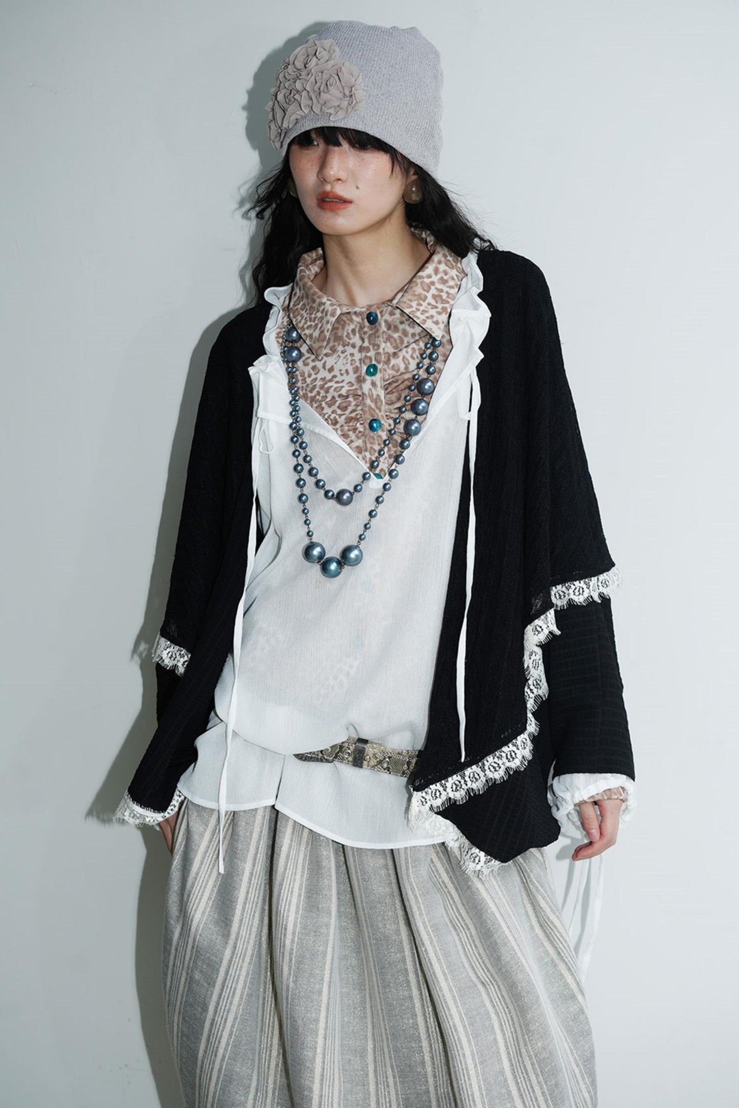Vintage Paneled Lace Cropped Cardigan Coat