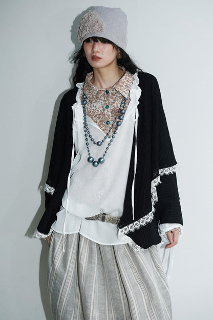 Vintage Paneled Lace Cropped Cardigan Coat