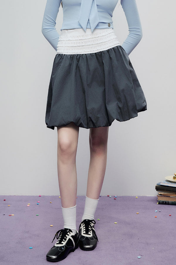 Gray Pleated Midi Skirt