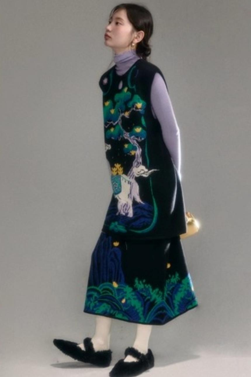 Chinese-Style Knitted Dress Set-Up