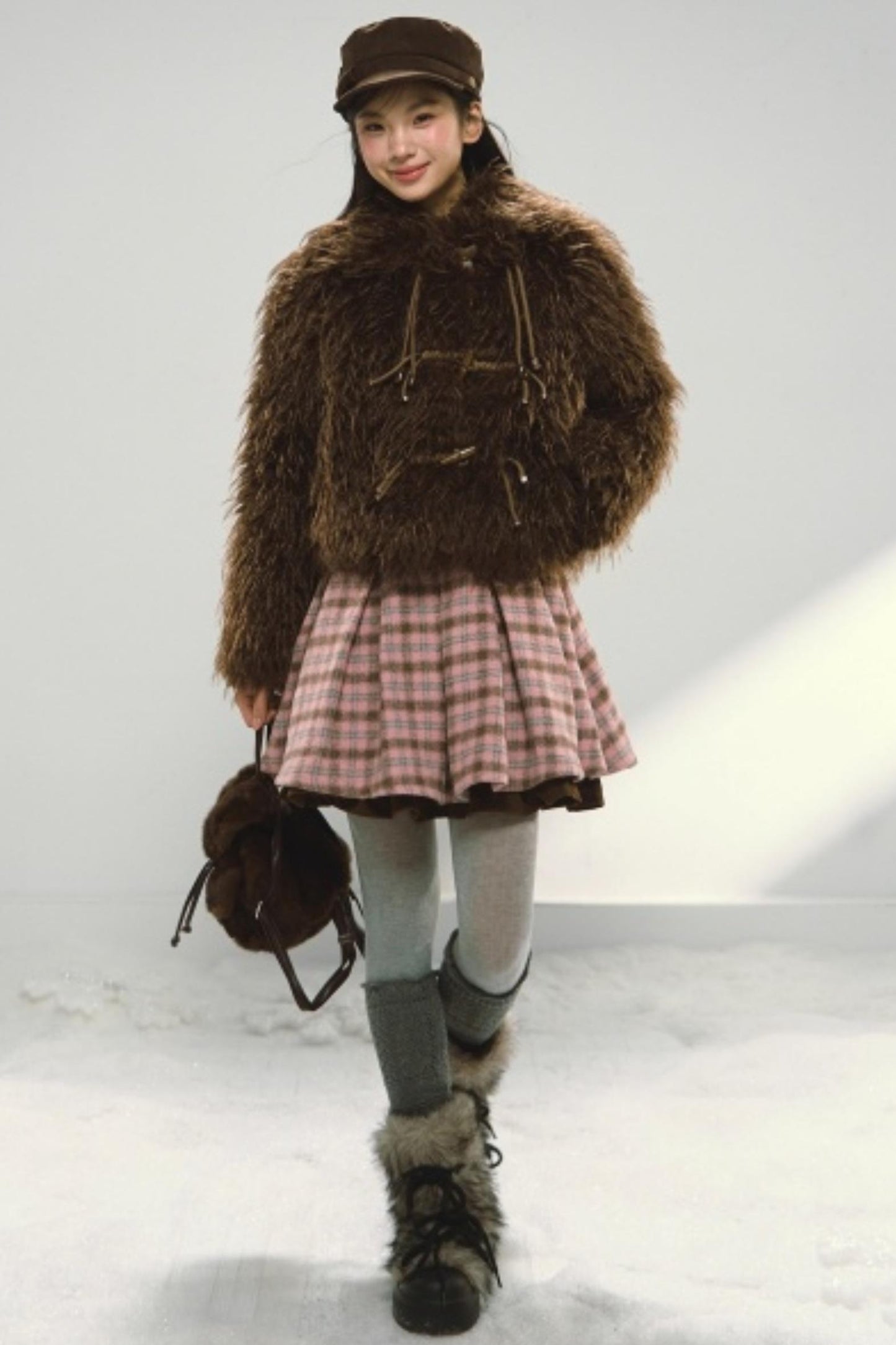 Pink and Brown Plaid Dress Set-Up