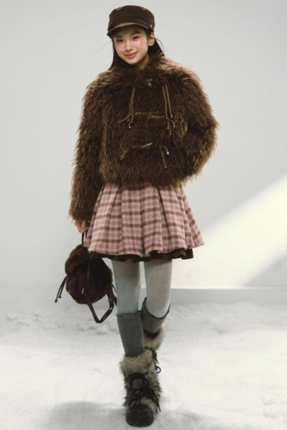 Pink and Brown Plaid Dress Set-Up