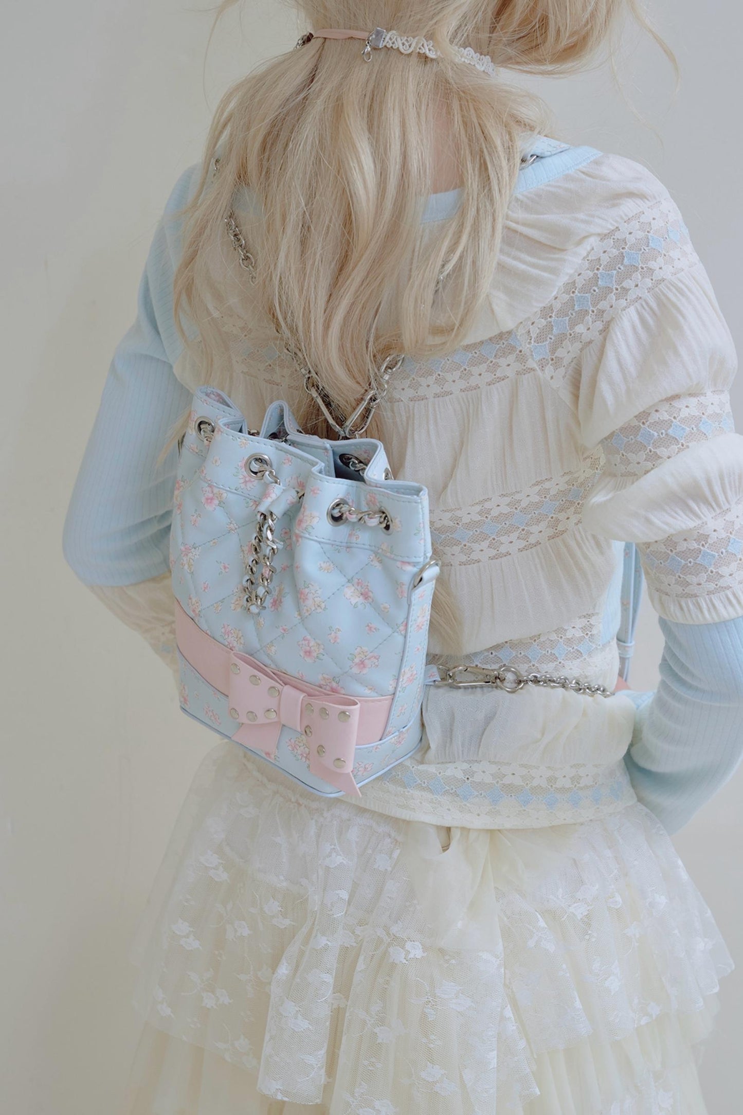 Floral Diamond Bucket Bag