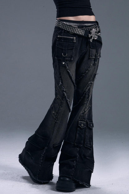 Casual Distressed Punk Bootcut Jeans