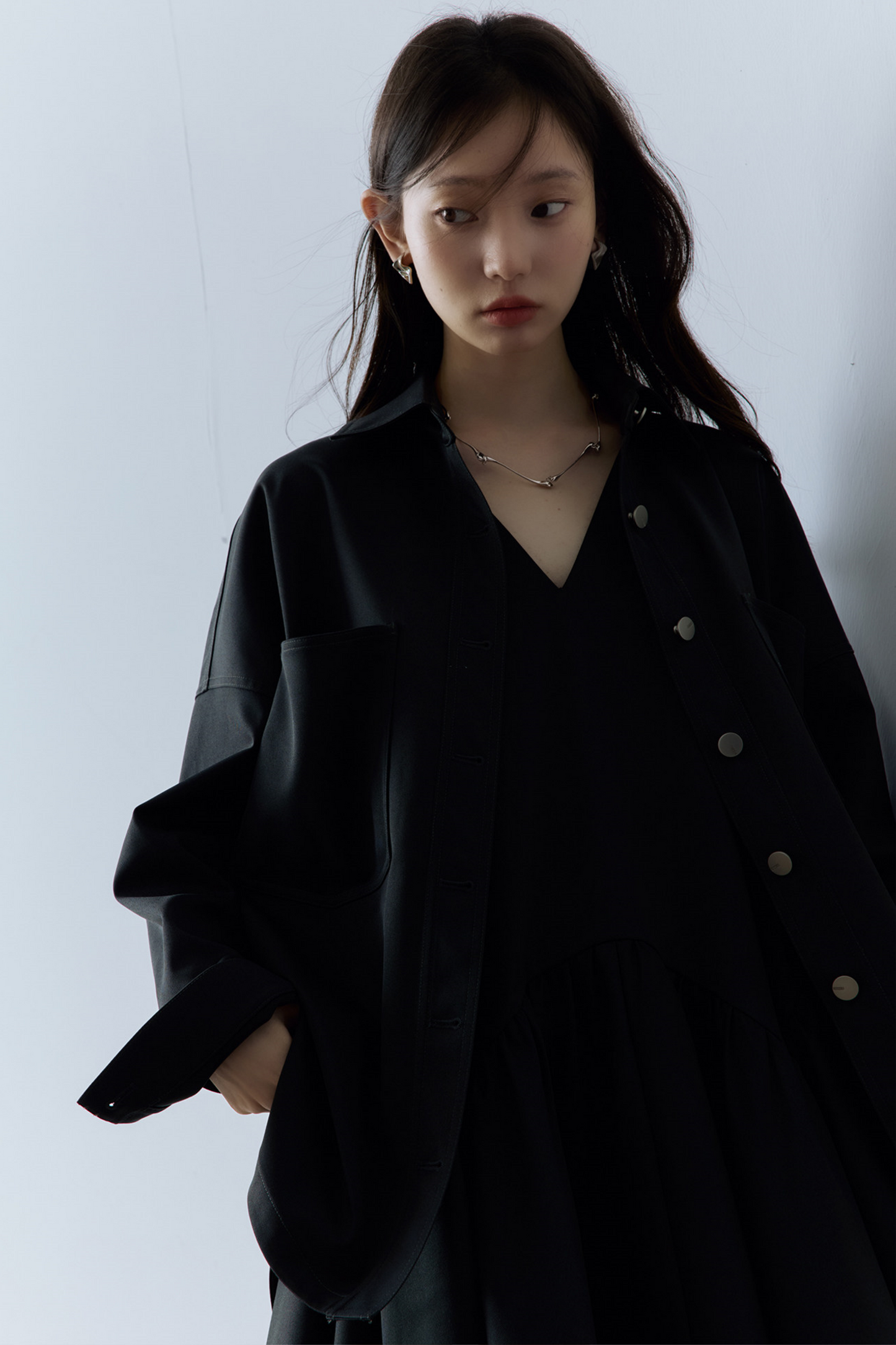 Oversize Hemdjacke aus Essigwolle
