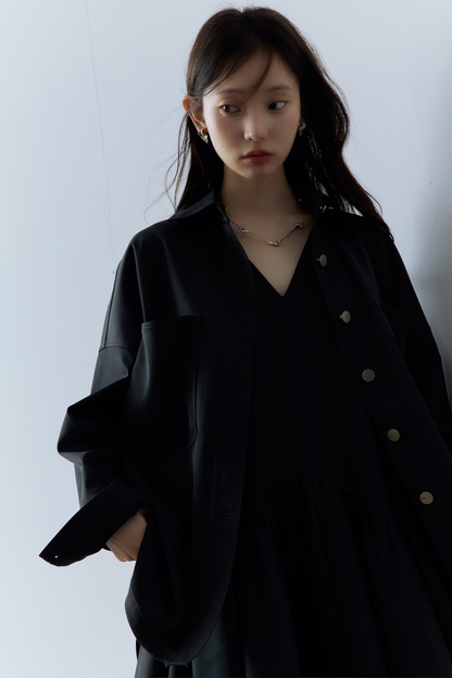 Oversize Hemdjacke aus Essigwolle
