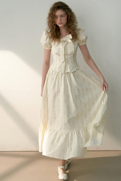 Floral Tie Bubble Sleeve Set-Up