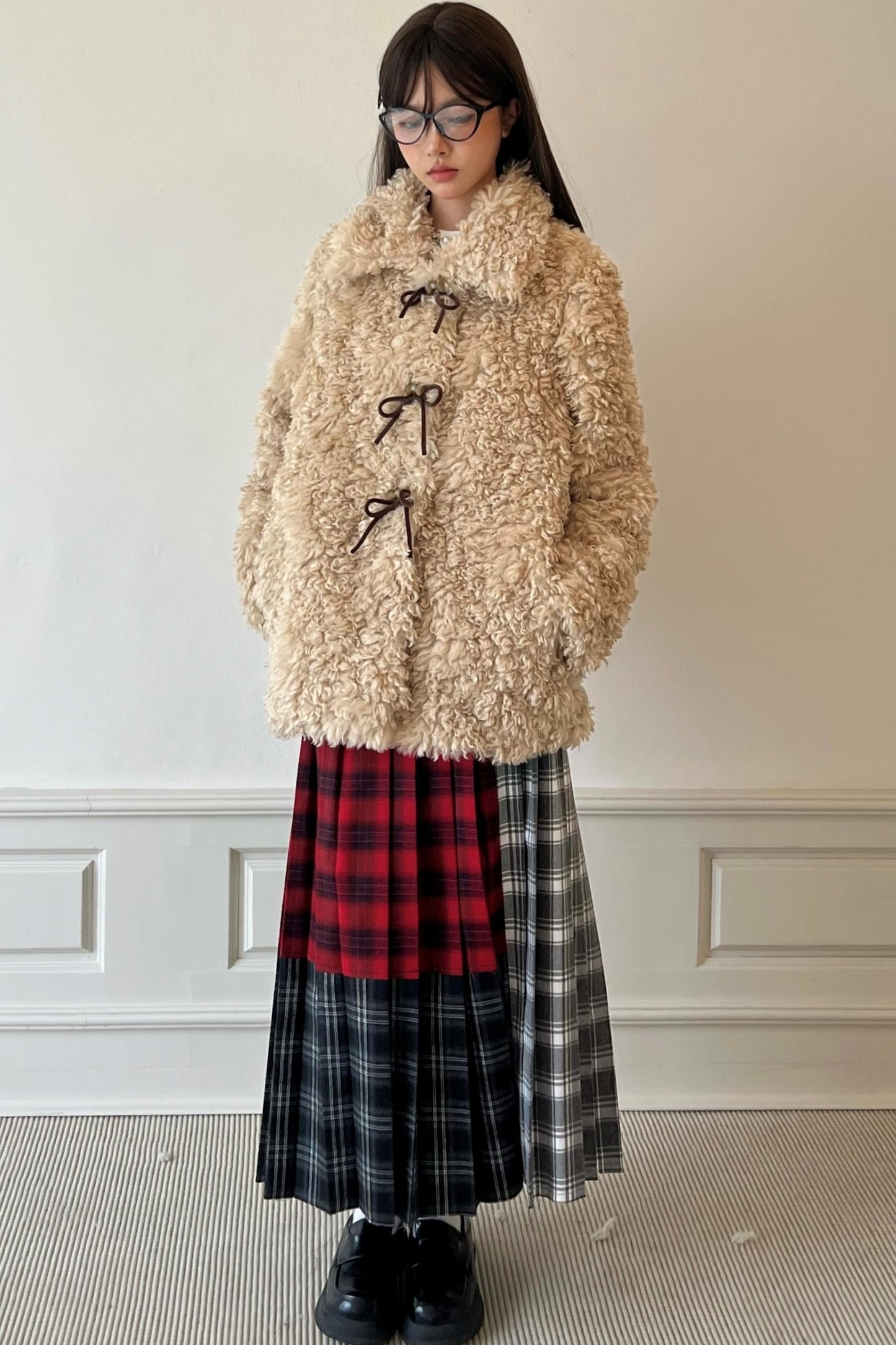 Cozy Bow Button Wool Coat