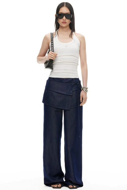 Lyocell Wide-Leg Pants Detachable Skirt