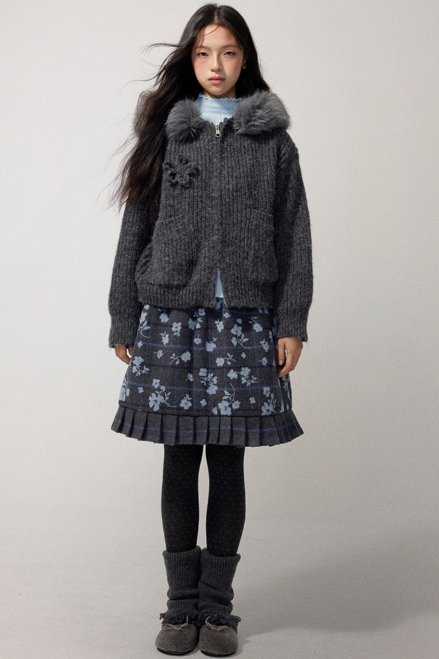 Lake Blue Fleece Knit Top