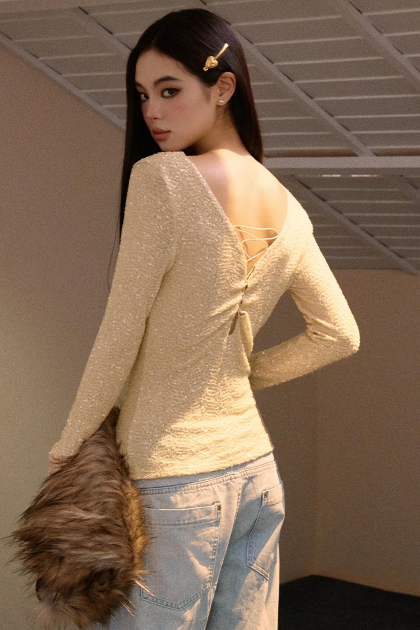 Sequin Scoop Neck Top