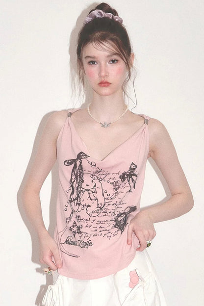 Retro Atmosphere Swing-Neck Camisole