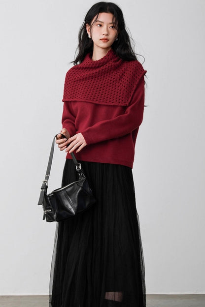 Berry Red Knitted Vest Sweater