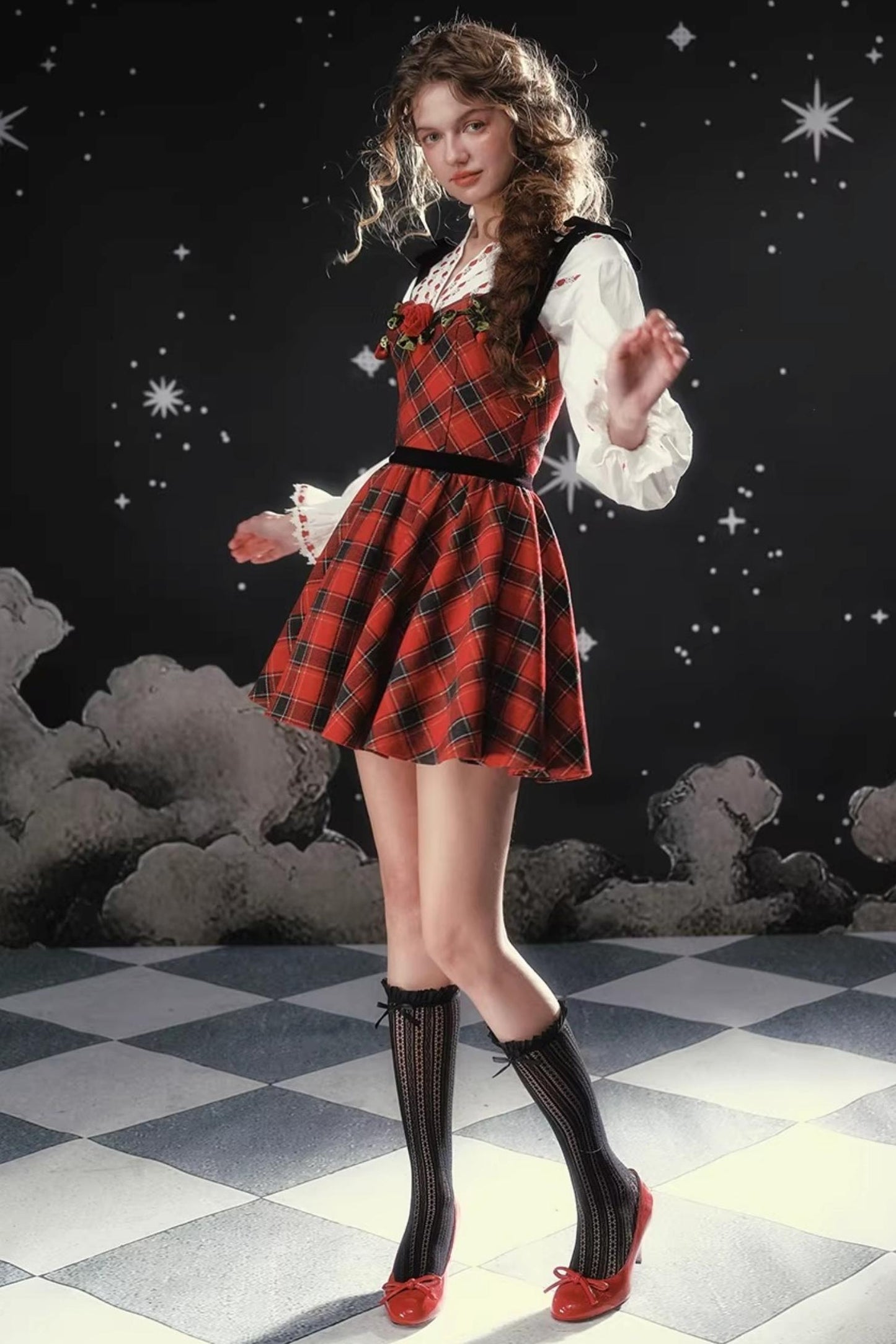 Crimson Plaid Dress Set-Up