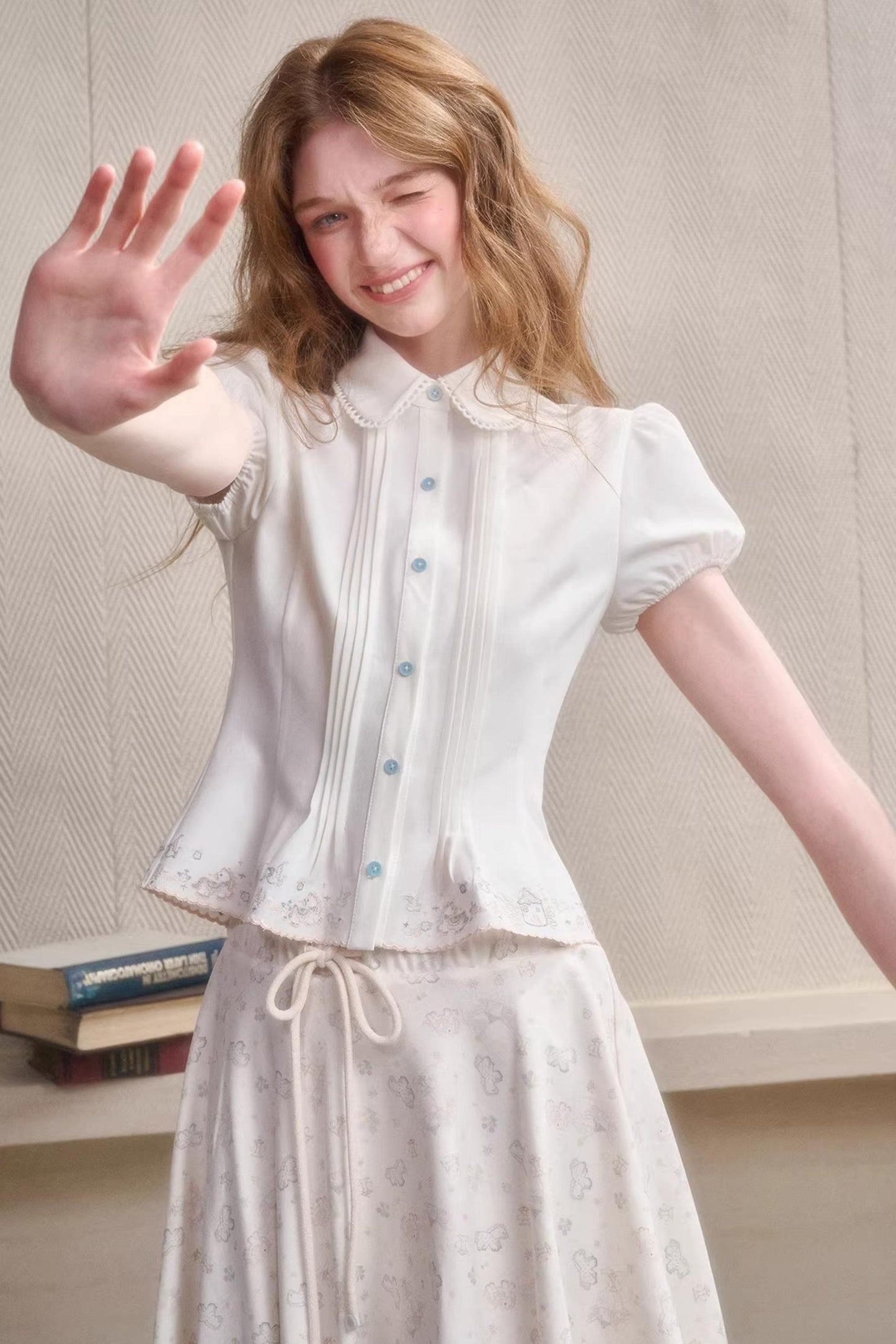 Handmade Embroidered Doll Collar Shirt
