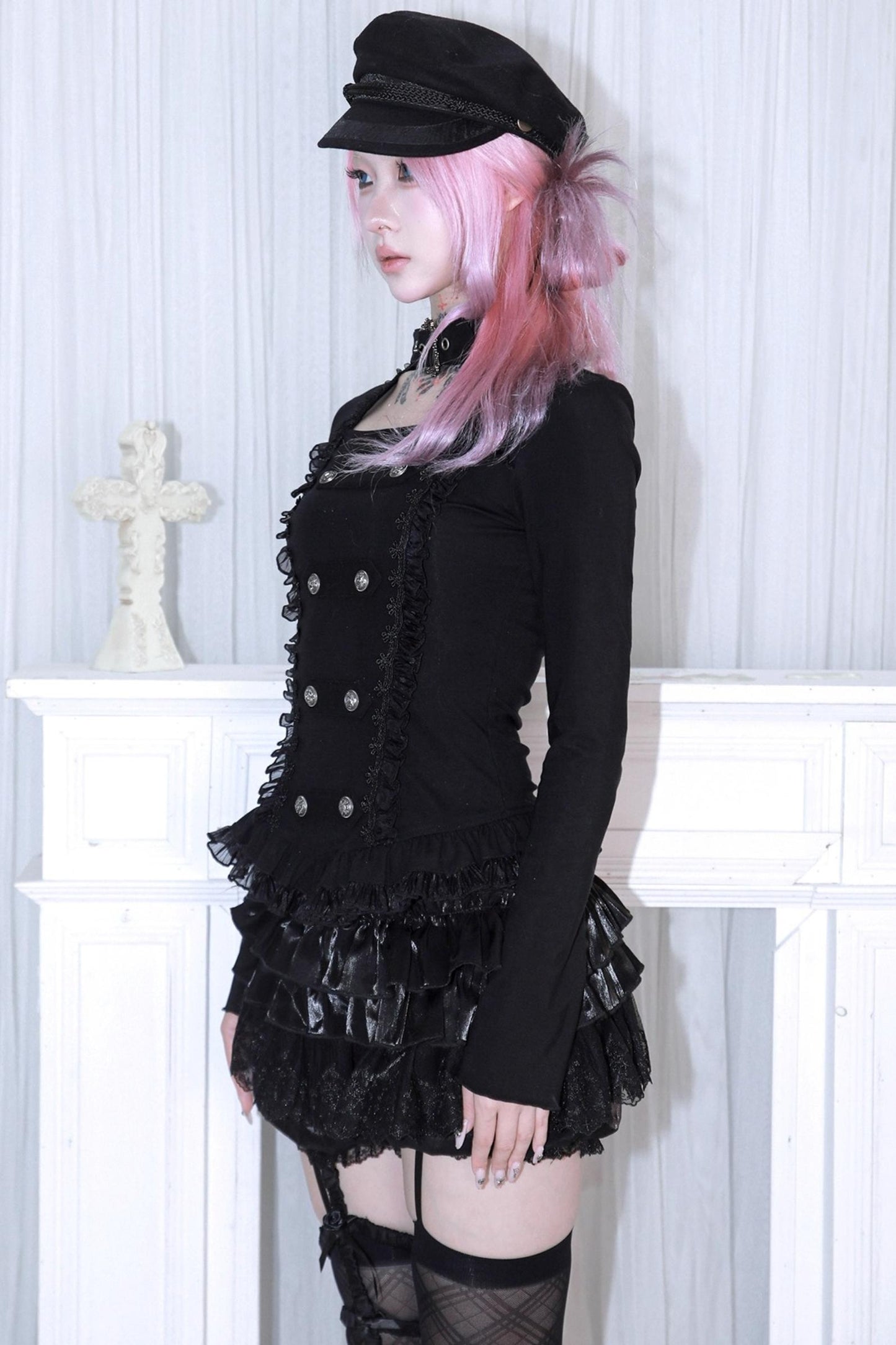 Velvet Double-Breasted Top