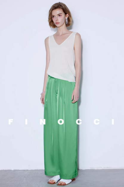 Silky Satin Wide-Leg Pants