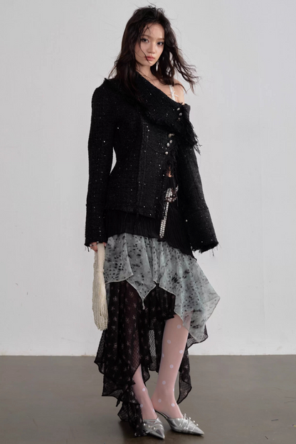 Bohemian Asymmetrical Fringe Jacket