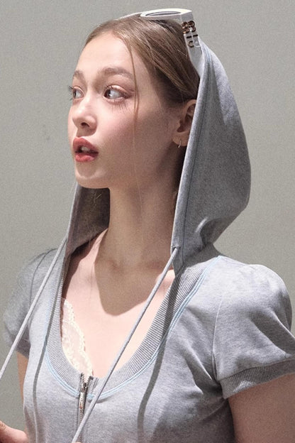 Color-Block Hooded Cardigan