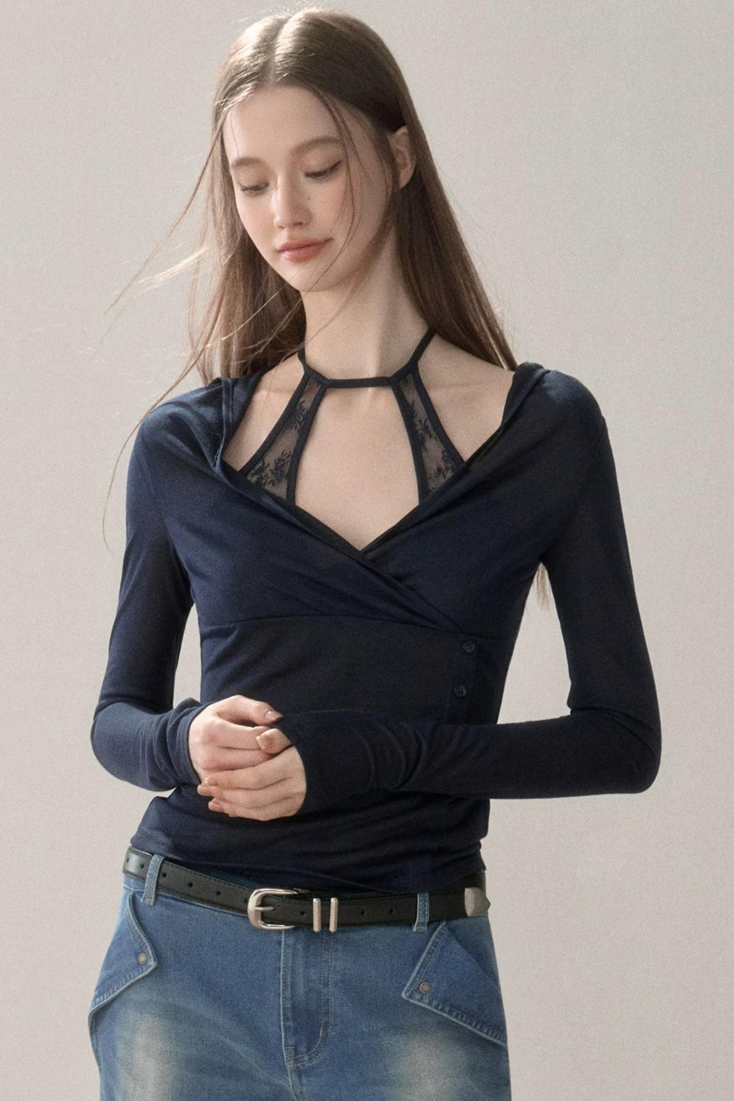 Lace Splicing Halter Top