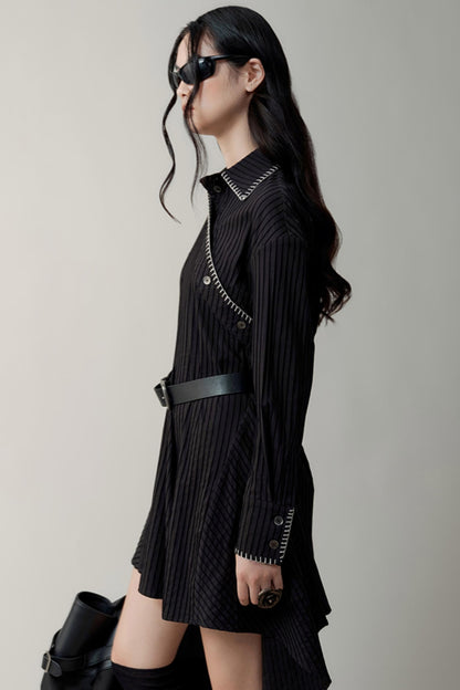 Textured Vintage Contrast Collar Dress