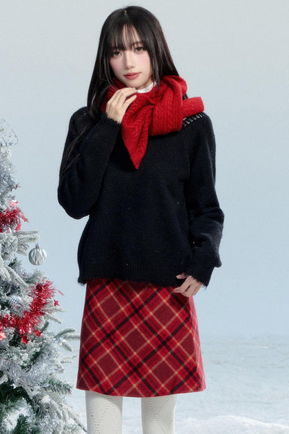 Fringed Raw Edge Knit Top