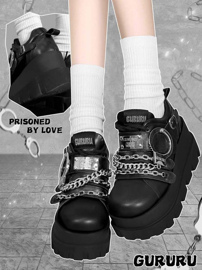 Y2K Handcuffs Velcro Platform Shoes