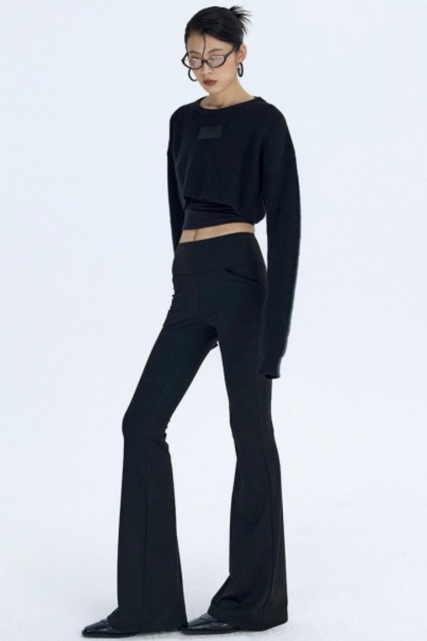 Black Fleece Flared Pants