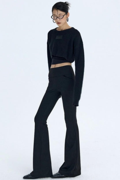 Black Fleece Flared Pants