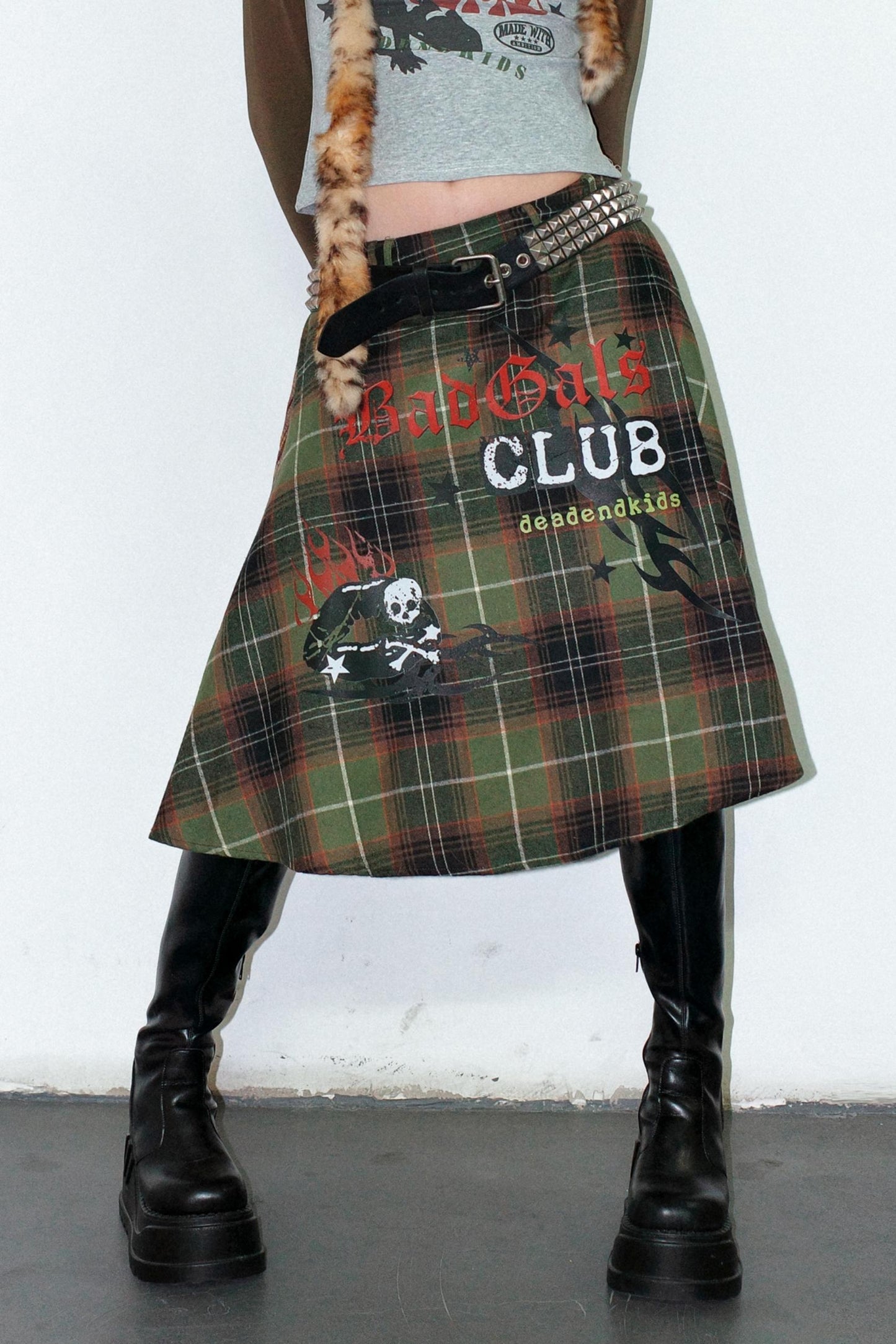 Punk Plaid Layered Skirt