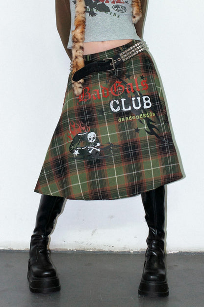 Punk Plaid Layered Skirt