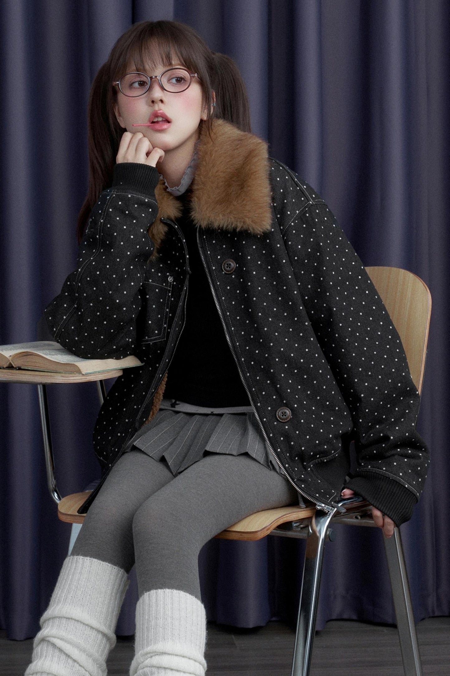 Fighting Spirit Detachable Fur Collar Jacket