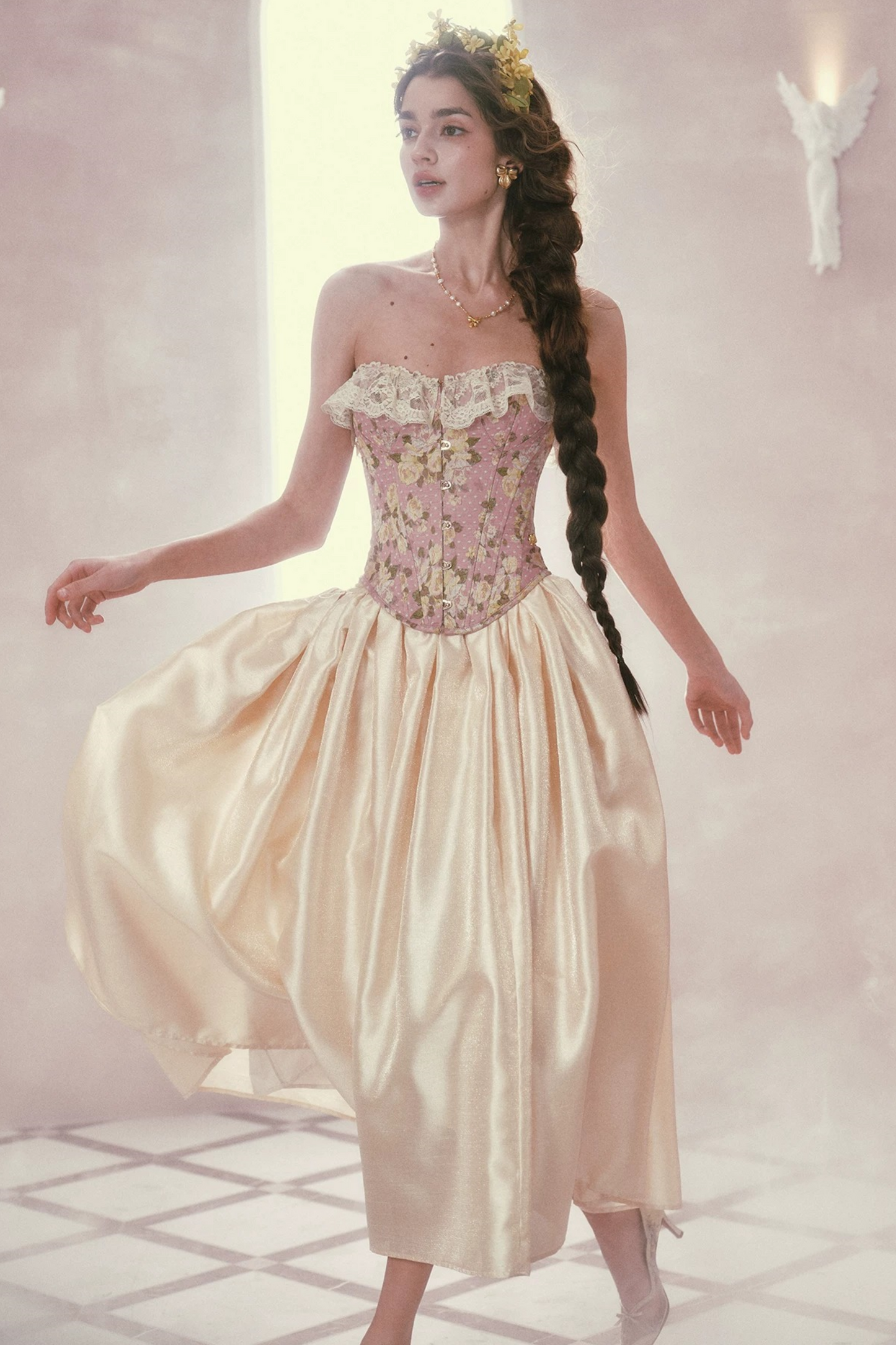 Lace Jacquard Corset Top Set-Up
