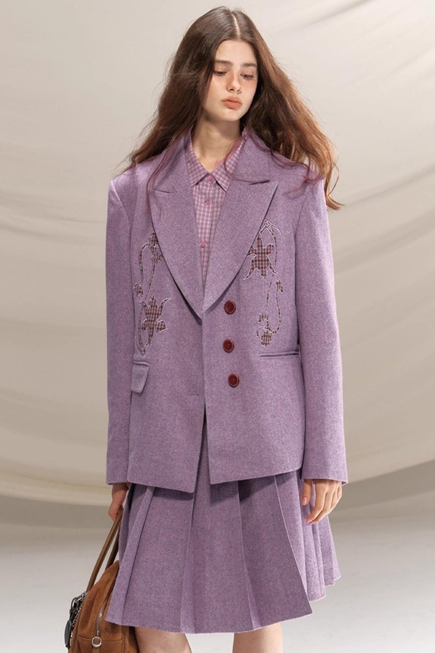 Wool Houndstooth Preppy Suit Skirt Set-Up