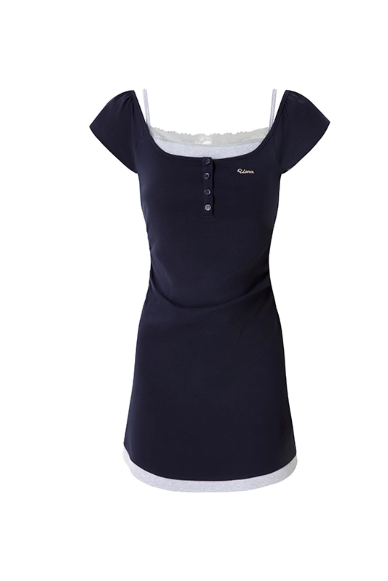 Lace Navy A-Line Dress