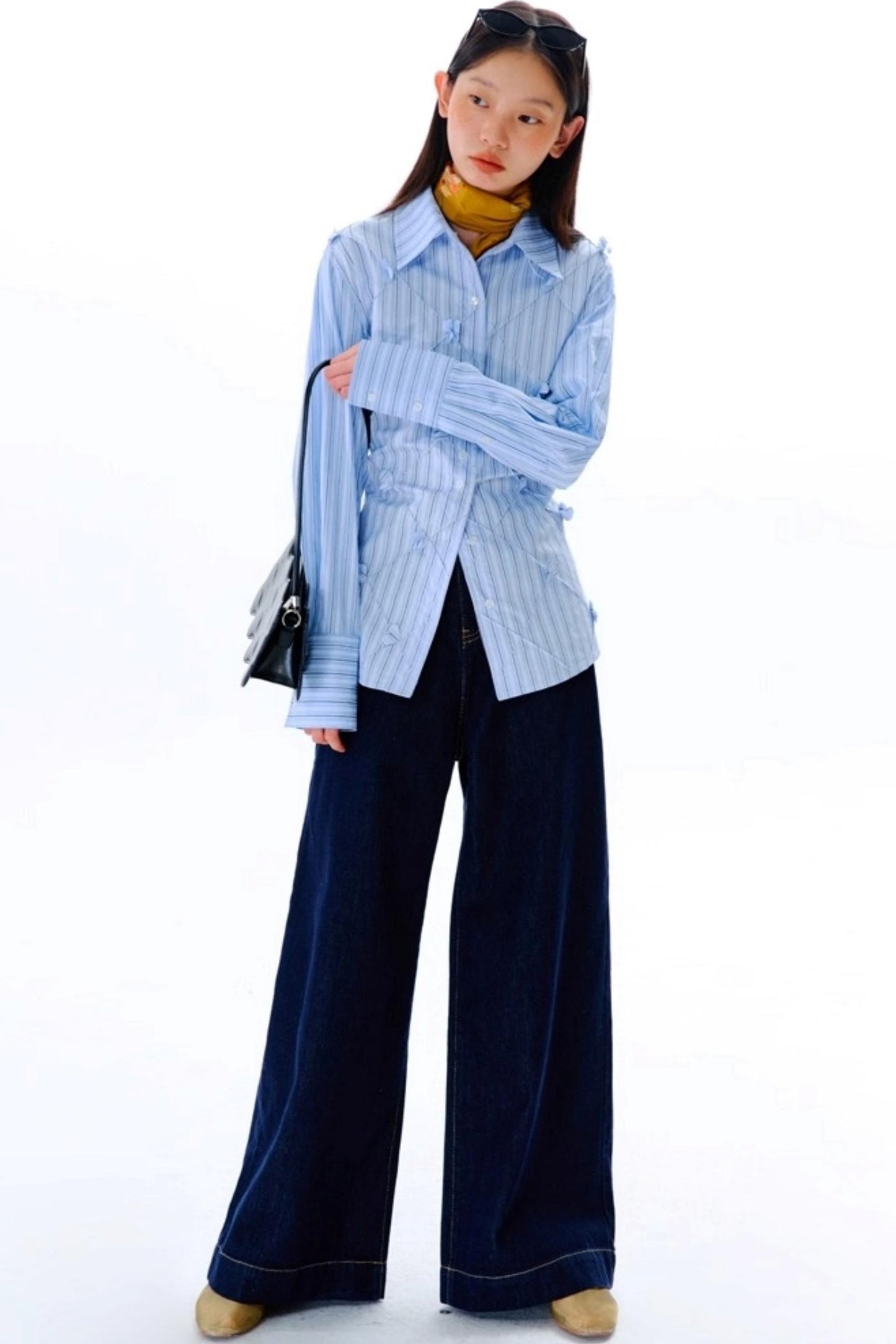 Mandao Flower Vine Striped Diamond Shirt