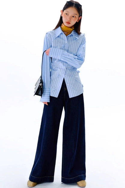 Mandao Flower Vine Striped Diamond Shirt