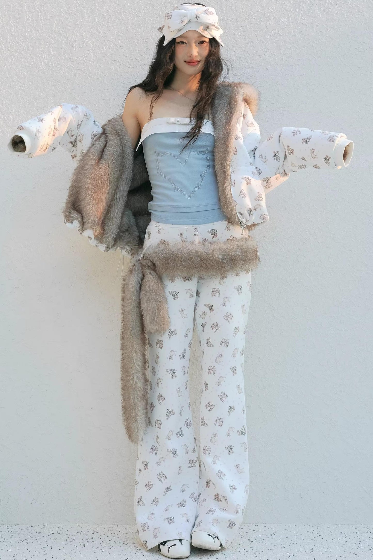 Cat Print Fleece Sweatpants