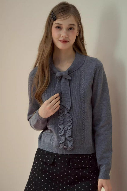 Forest Gray Lace Knit Sweater