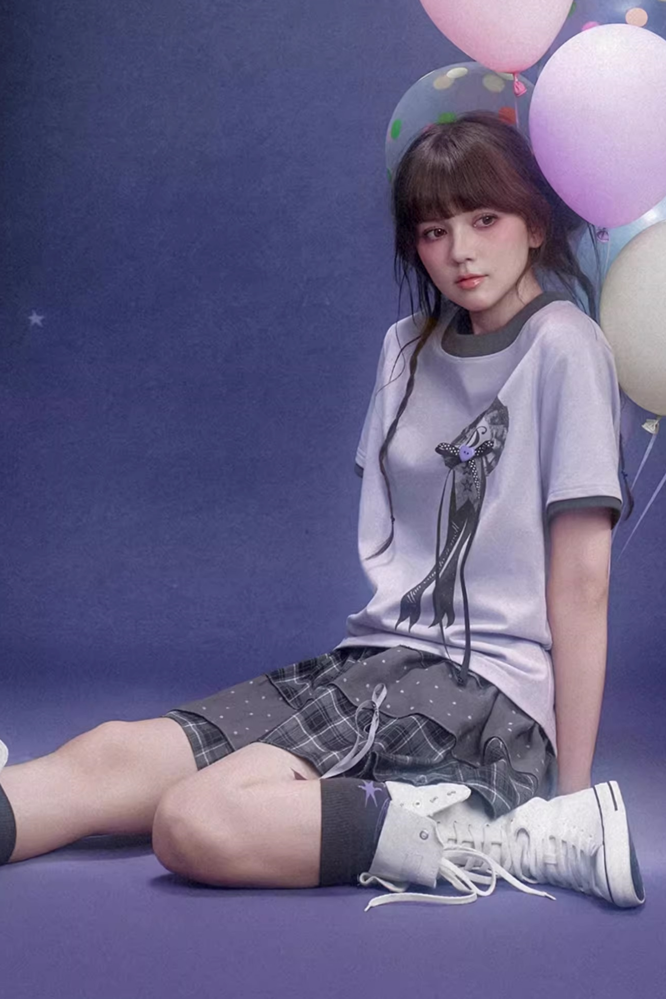 Light Purple Floral Ribbon Top