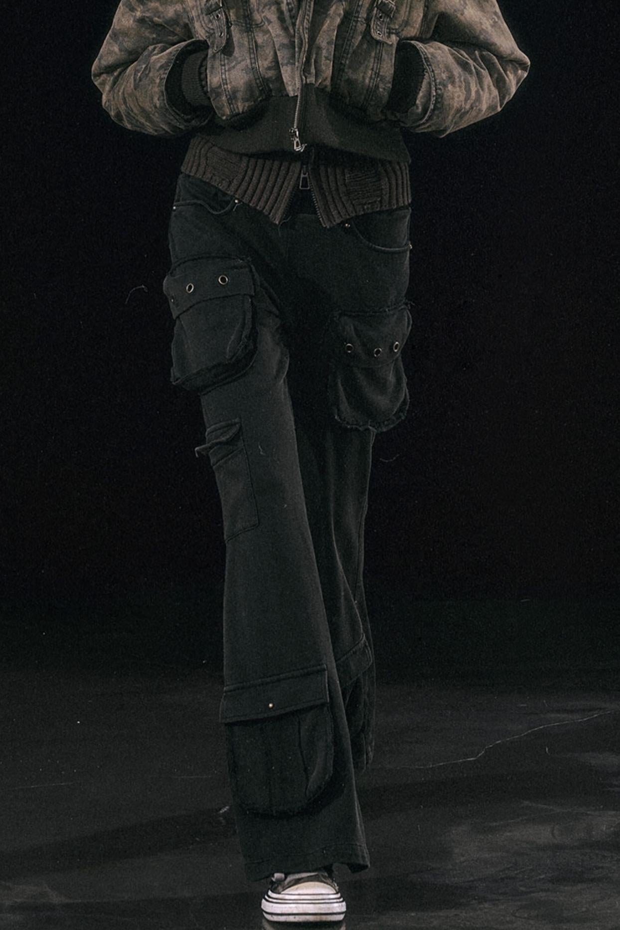 Military Style Wide Knit Pants