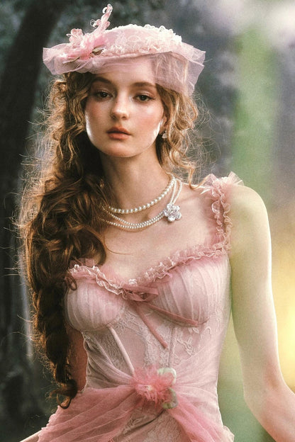 Pink Feather Lace Hair Accessory