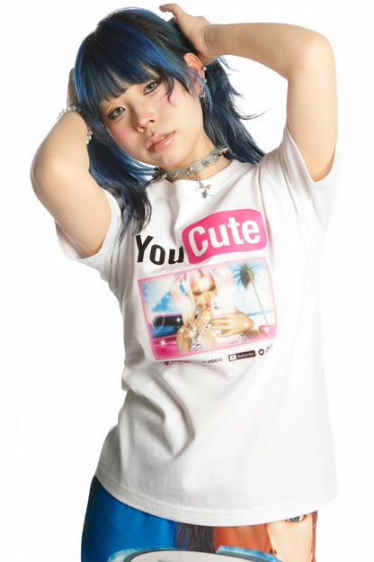 American Boom Print Cotton Slim Shoulder T-Shirt