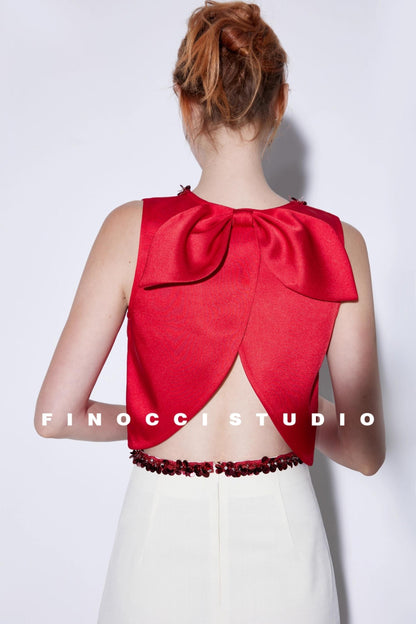 Red Satin Bow Top