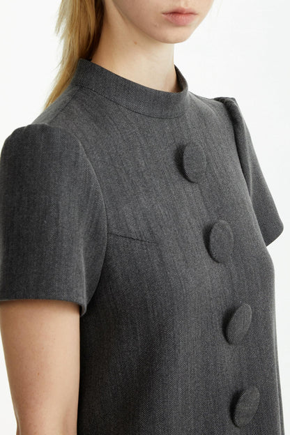 Dark Grey Large Button Dress
