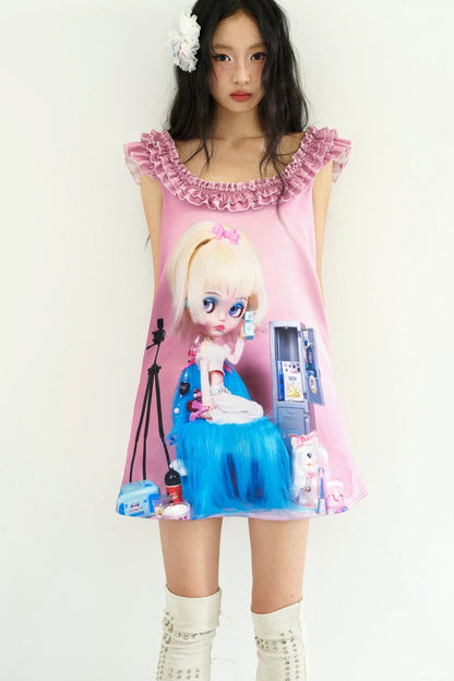 Pinkes Rüschen-Puppenkleid