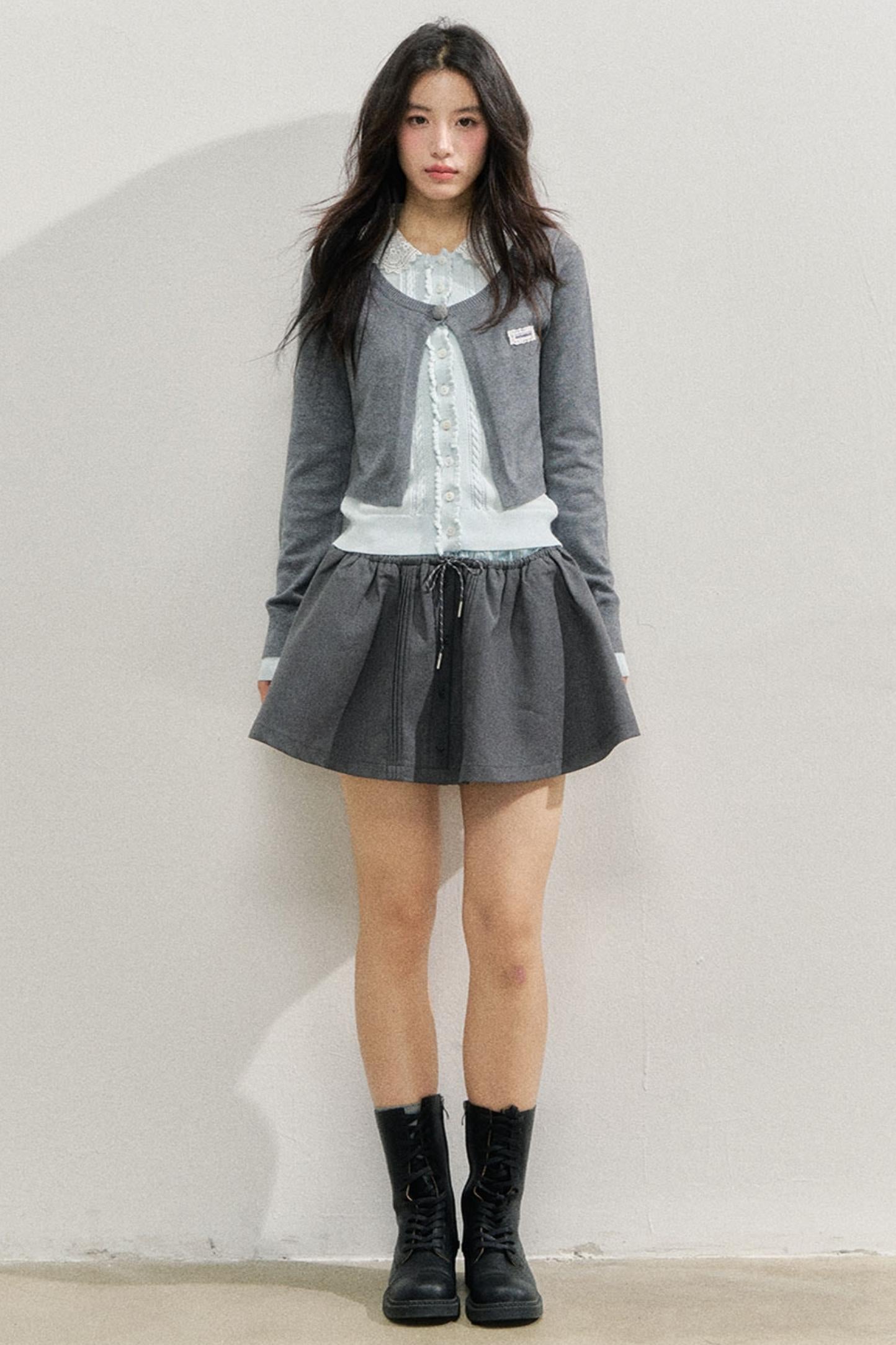 Fake two Piece Lace Knit Top