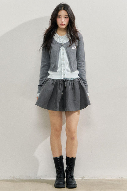 Fake two Piece Lace Knit Top