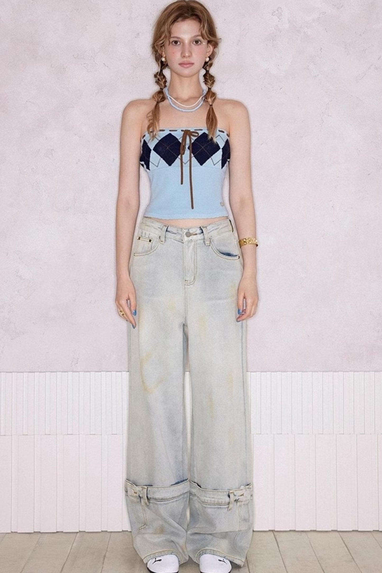 Blue Diamond Cashmere-Silk Smocked Top