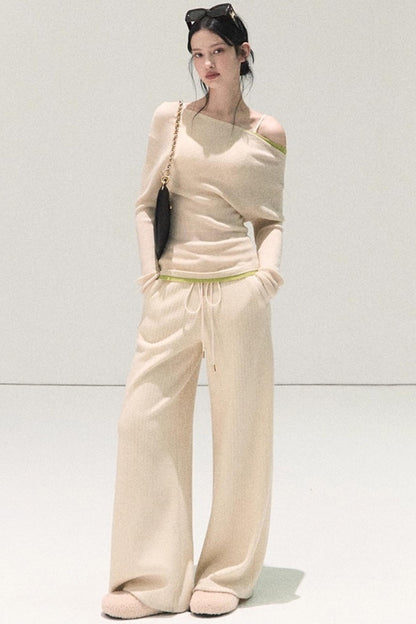 Wool Off-Shoulder Knit Top